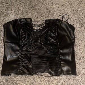 Fashion Nova Black Faux Leather Top